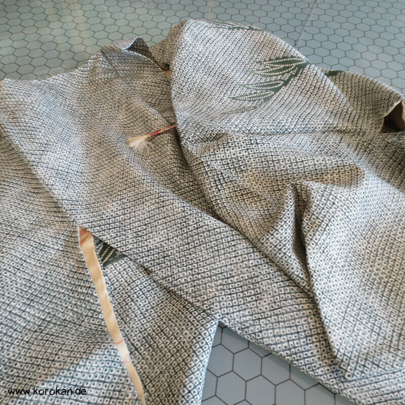 Grashalme Kanoko Dot Haori Kimono Jacke, mit Himo
