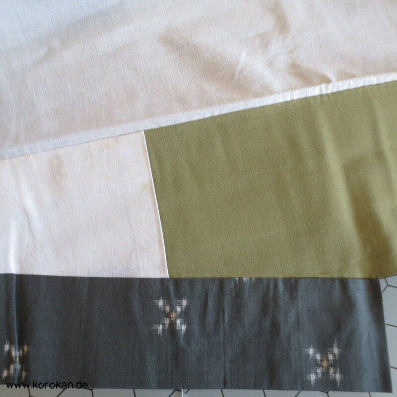 olivgrau kleine Karos Meisen Seiden Kimono