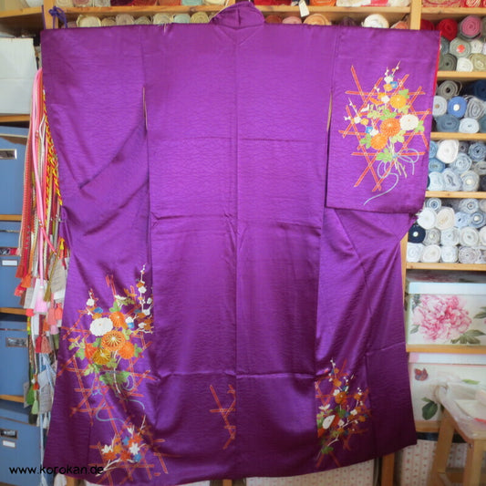 Blüten in Bambusgitter Homongi / Chu Furisode