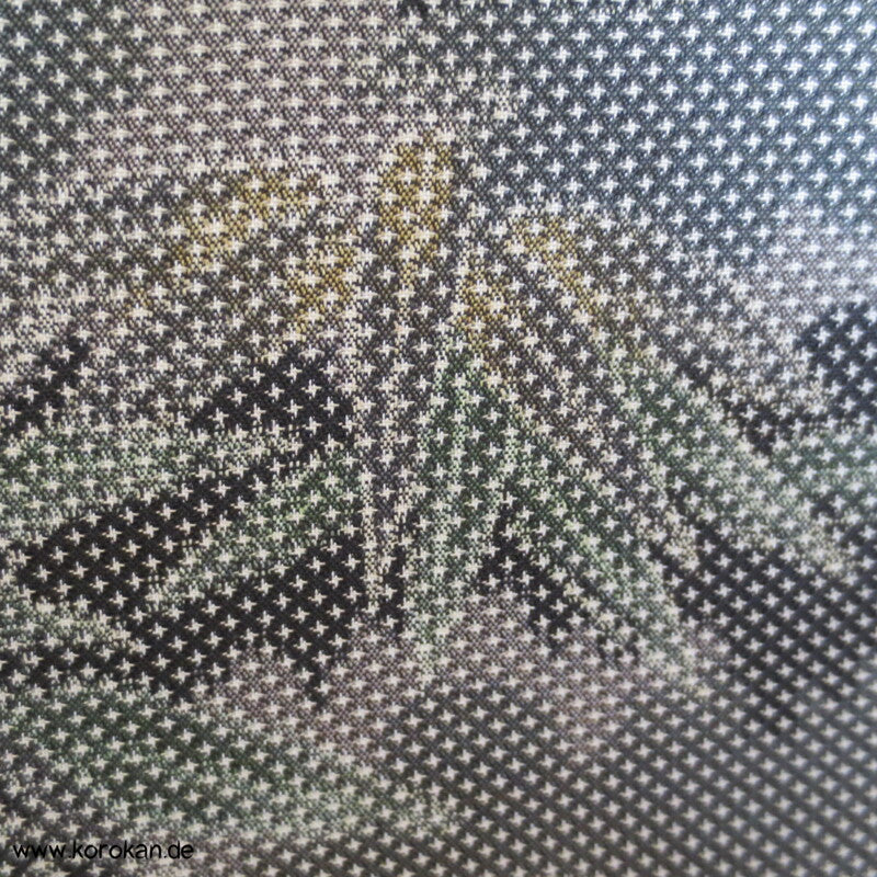gewebtes Bambusmuster in grauer Tsumugi Seiden Kimono