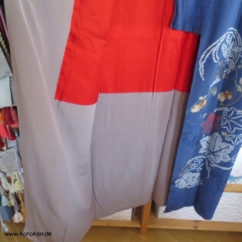 antiker Rinzu Seiden Damast Homongi Kimono, bestickt, Shibori
