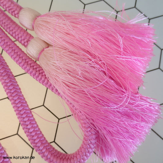 pink - weißer Kordel Obijime, Troddel mit Farbverlauf