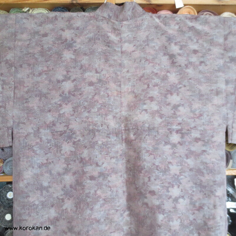 angedeutete Kasuri Blüten Hitoe Tsumugi Seiden Kimono