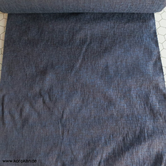 blau schwarzer Männer Kimono Wolle / Seide Krepp