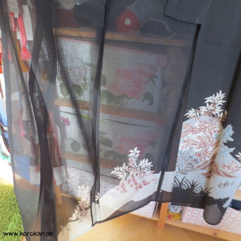 Felsenlandschaft antiker Tomesode Kimono, Rho Seide - halbtransparent