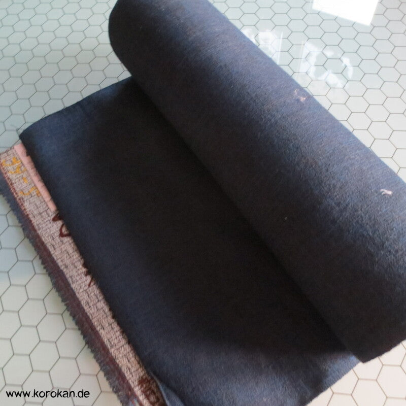 blau schwarzer Männer Kimono Wolle / Seide Krepp