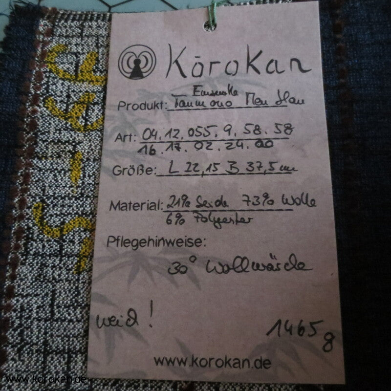 blau schwarzer Männer Kimono Wolle / Seide Krepp