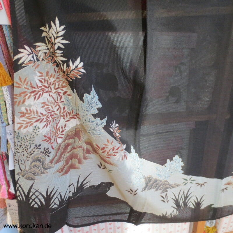 Felsenlandschaft antiker Tomesode Kimono, Rho Seide - halbtransparent