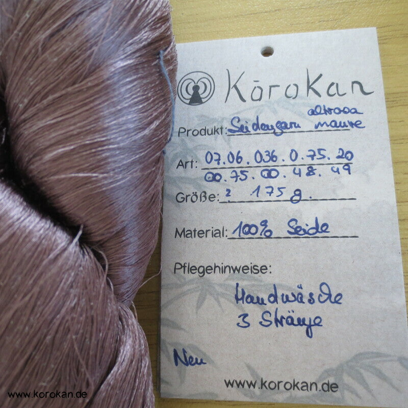 altrosa mauve Seidengarn zum Weben aus japanischer Obi Werkstatt