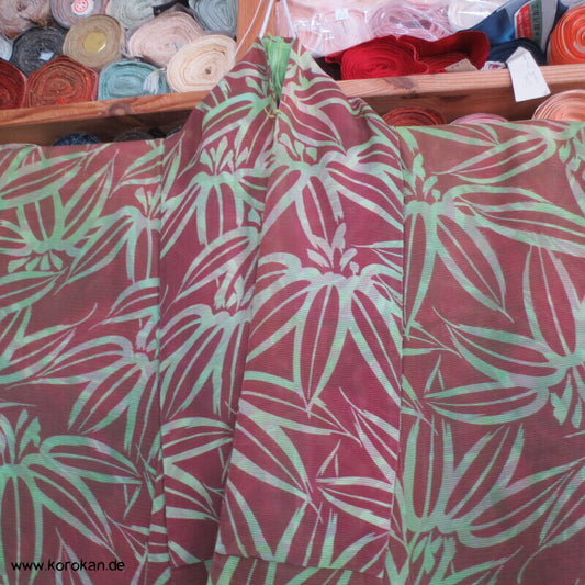 Bambusmuster Hitoe Kimono, Rho Seide, breit, frisch gewaschen, XL