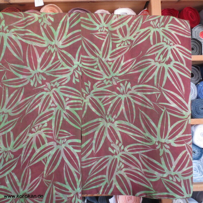 Bambusmuster Hitoe Kimono, Rho Seide, breit, frisch gewaschen, XL