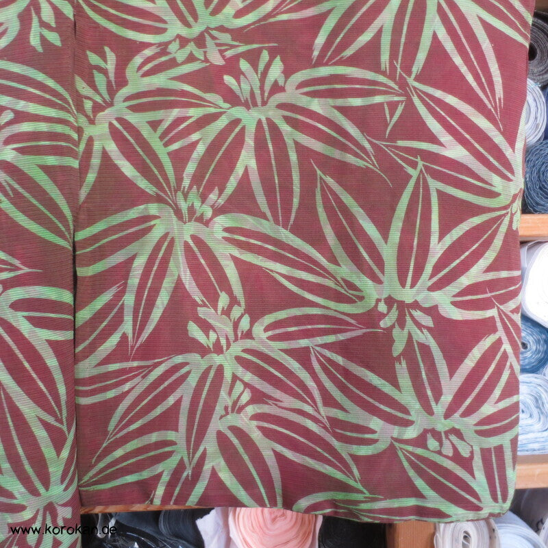 Bambusmuster Hitoe Kimono, Rho Seide, breit, frisch gewaschen, XL