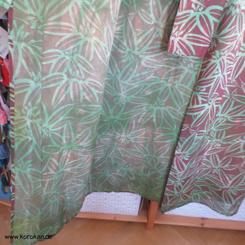 Bambusmuster Hitoe Kimono, Rho Seide, breit, frisch gewaschen, XL
