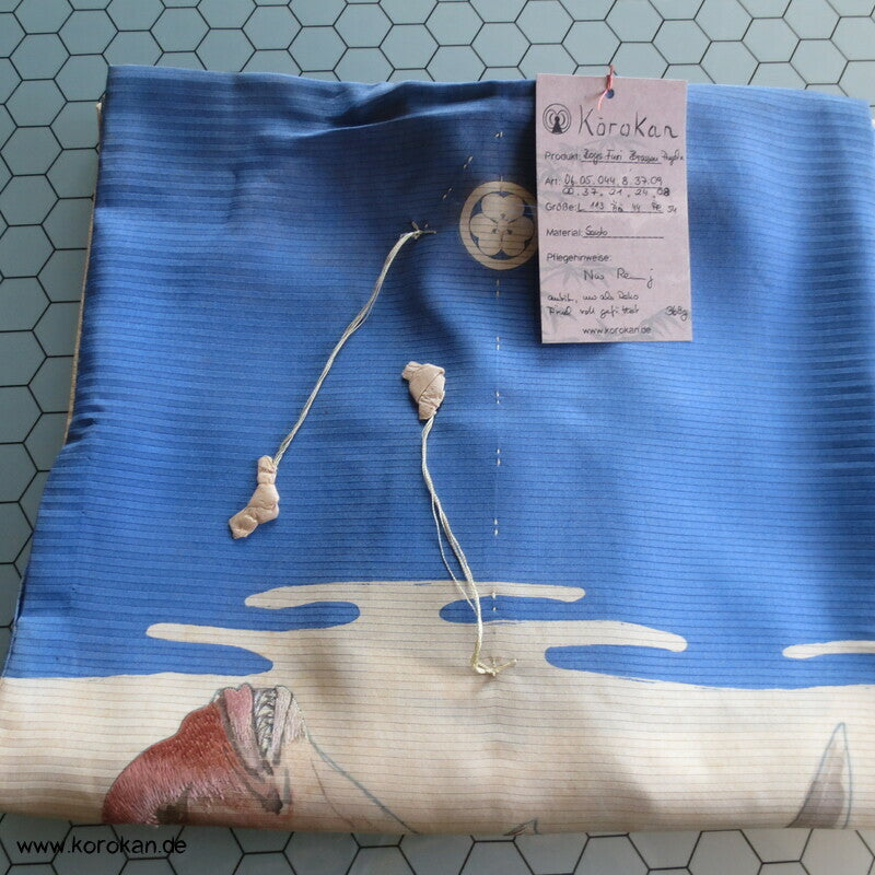 antiker Kimono Juban für kleine Jungen, Brasse, Angel, Korb