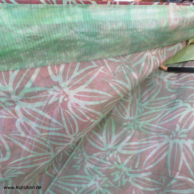 Bambusmuster Hitoe Kimono, Rho Seide, breit, frisch gewaschen, XL