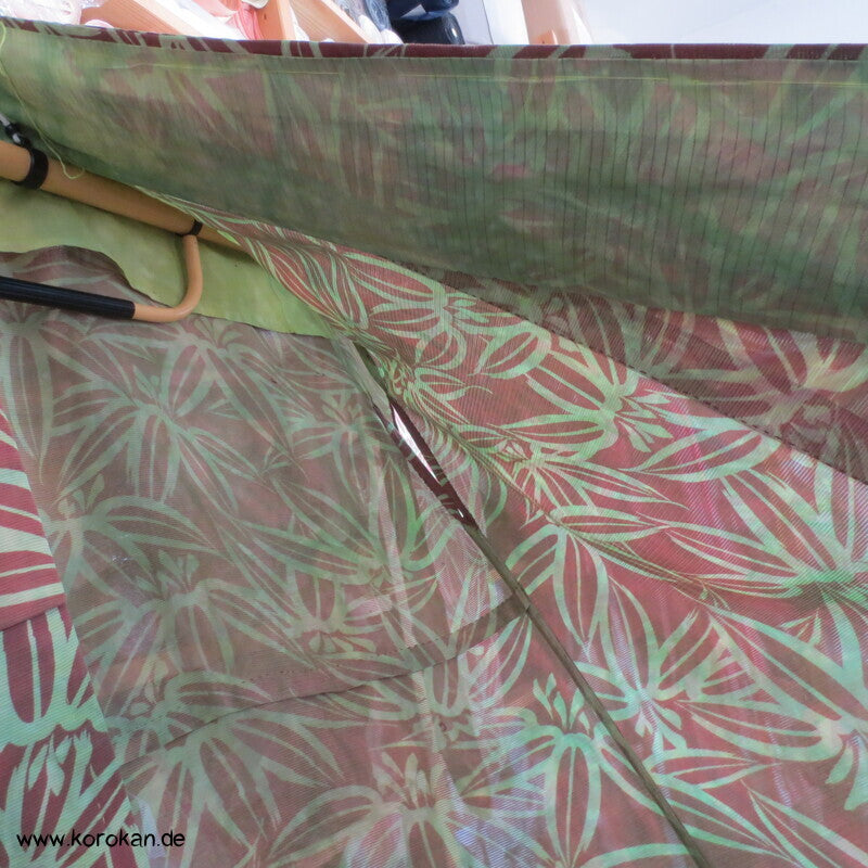 Bambusmuster Hitoe Kimono, Rho Seide, breit, frisch gewaschen, XL