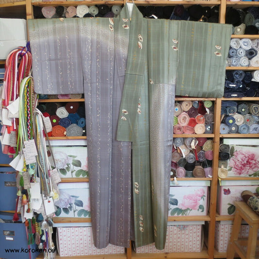 Bokashi Farbverlauf, Weiden, Fächer Homongi Kimono