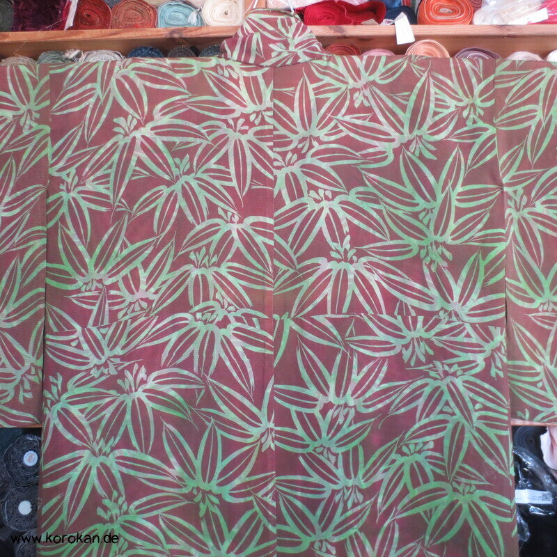 Bambusmuster Hitoe Kimono, Rho Seide, breit, frisch gewaschen, XL