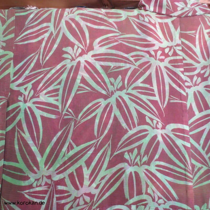 Bambusmuster Hitoe Kimono, Rho Seide, breit, frisch gewaschen, XL