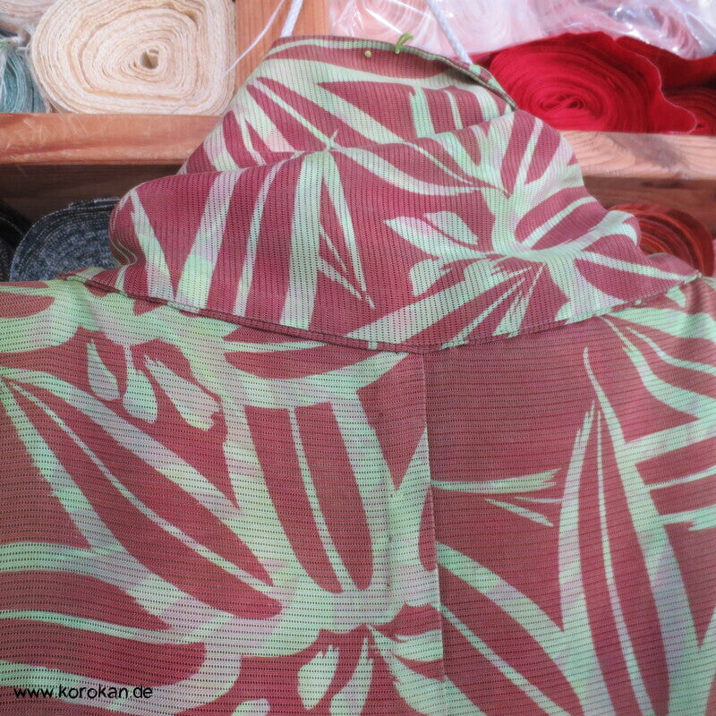 Bambusmuster Hitoe Kimono, Rho Seide, breit, frisch gewaschen, XL