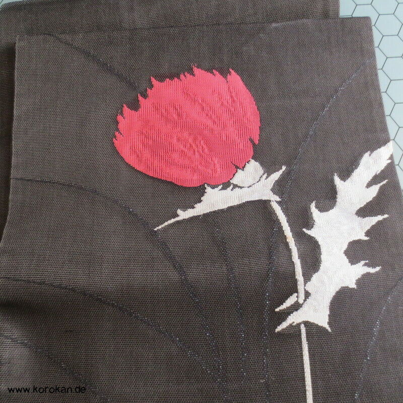 Distel auf anthrazit Sommer Nagoya / Fukuro Obi