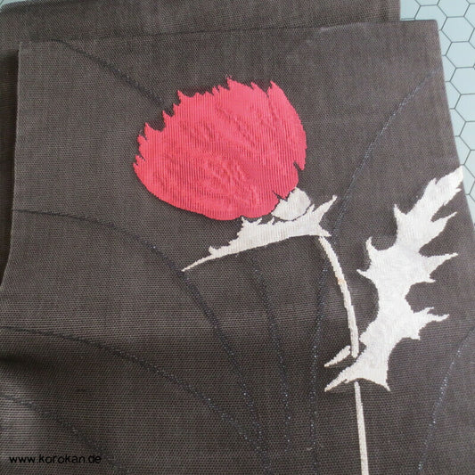 Distel auf anthrazit Sommer Nagoya / Fukuro Obi