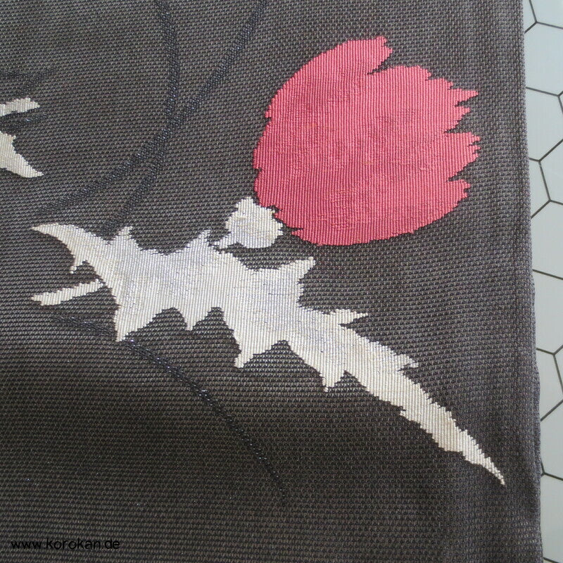 Distel auf anthrazit Sommer Nagoya / Fukuro Obi