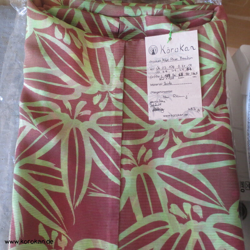 Bambusmuster Hitoe Kimono, Rho Seide, breit, frisch gewaschen, XL