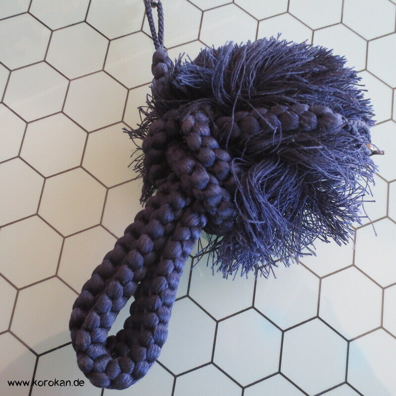 Seide, dunkelblau, Haori Himo für Männer