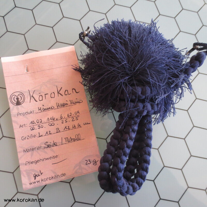 Seide, dunkelblau, Haori Himo für Männer