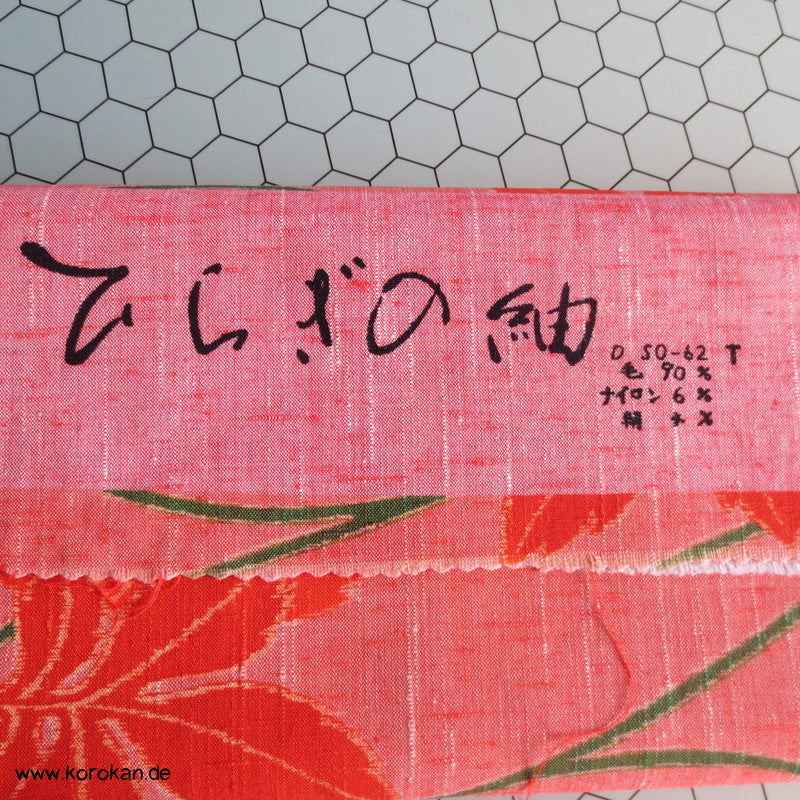 Ahornblatt, Arabeske Druck Kasuri Kimono Wolle