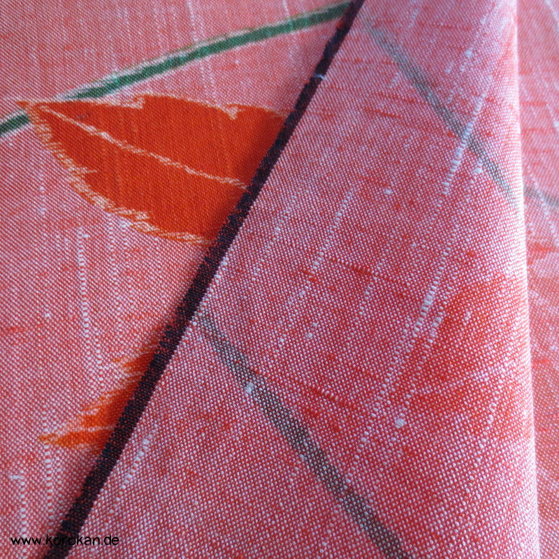 Ahornblatt, Arabeske Druck Kasuri Kimono Wolle