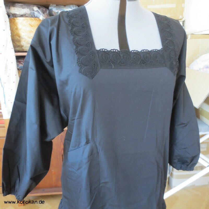 schwarze japanische Kappougi Kimono Schürze mit Ärmeln, neu