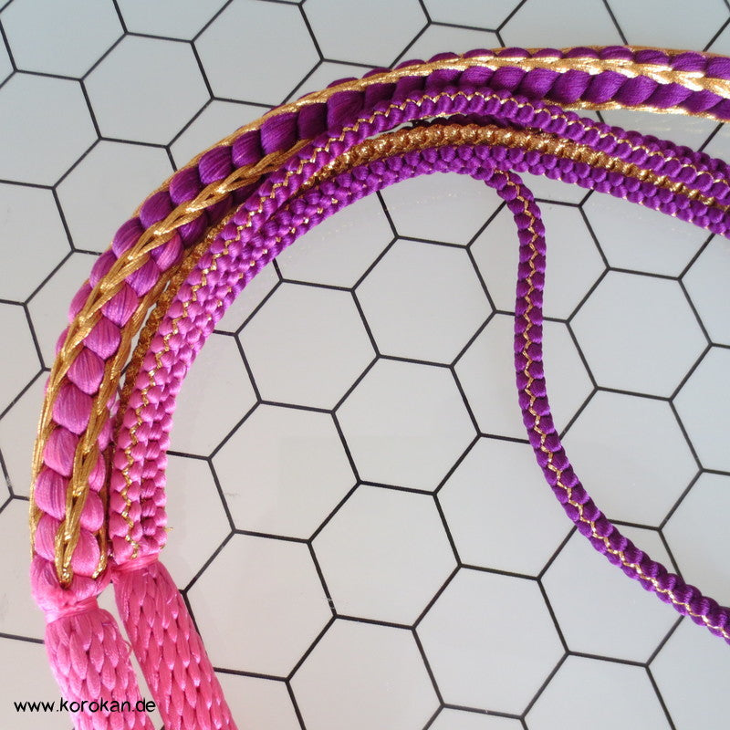 pink - lila Kordel Obijime, geteilt mit Gold