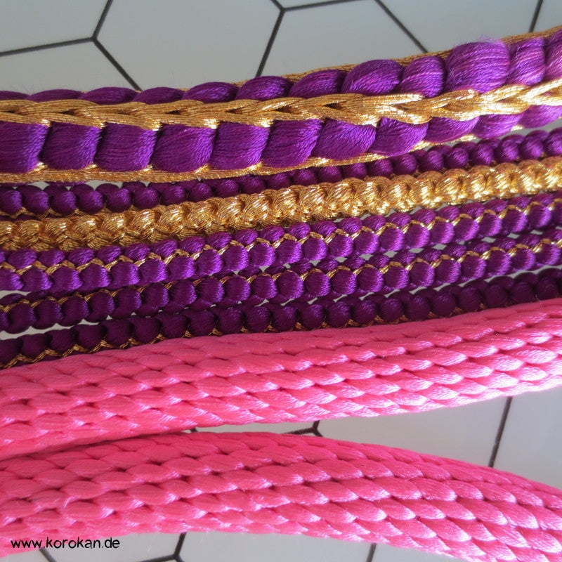 pink - lila Kordel Obijime, geteilt mit Gold