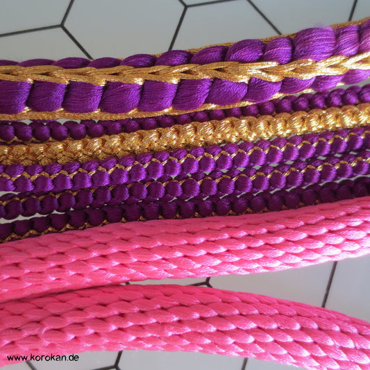 pink - lila Kordel Obijime, geteilt mit Gold