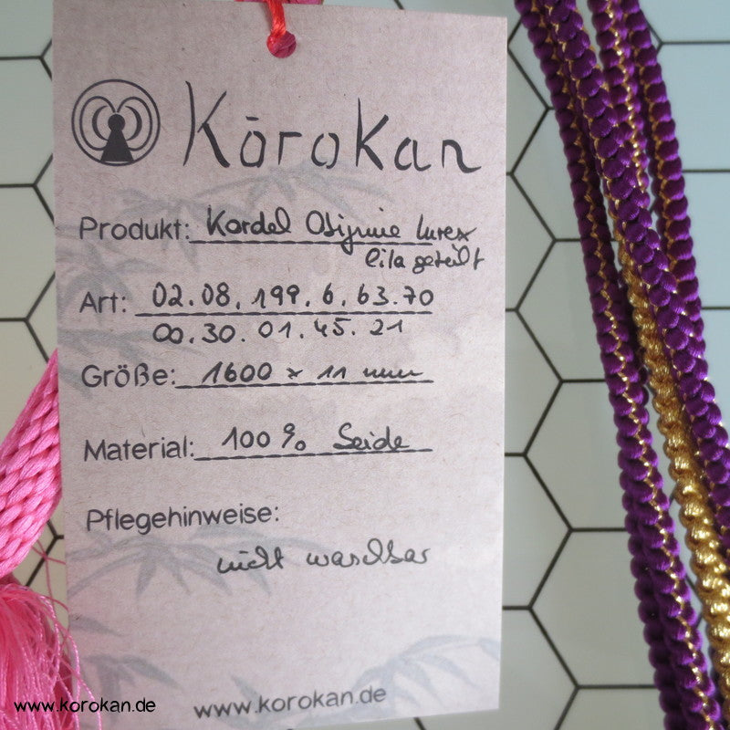 pink - lila Kordel Obijime, geteilt mit Gold