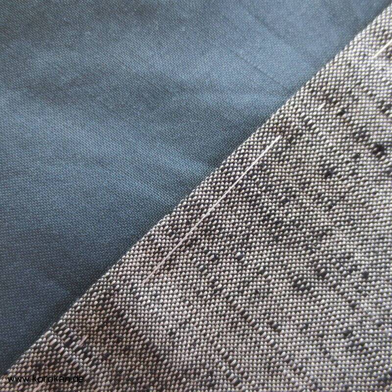 hellgrauer Herren Tsumugi Seiden Kimono