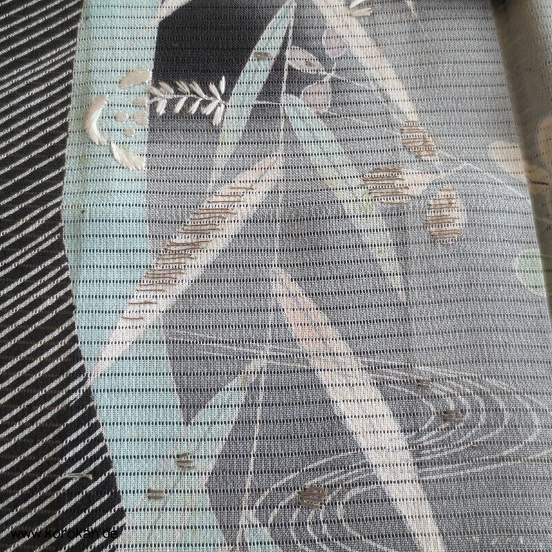 Kaioke Boxen, antiker Hitoe Tomesode Kimono, bestickt Seiden Rho Drehergewebe