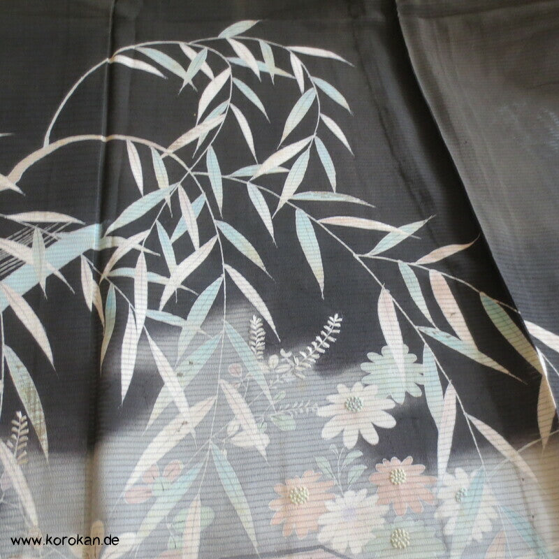 Kaioke Boxen, antiker Hitoe Tomesode Kimono, bestickt Seiden Rho Drehergewebe