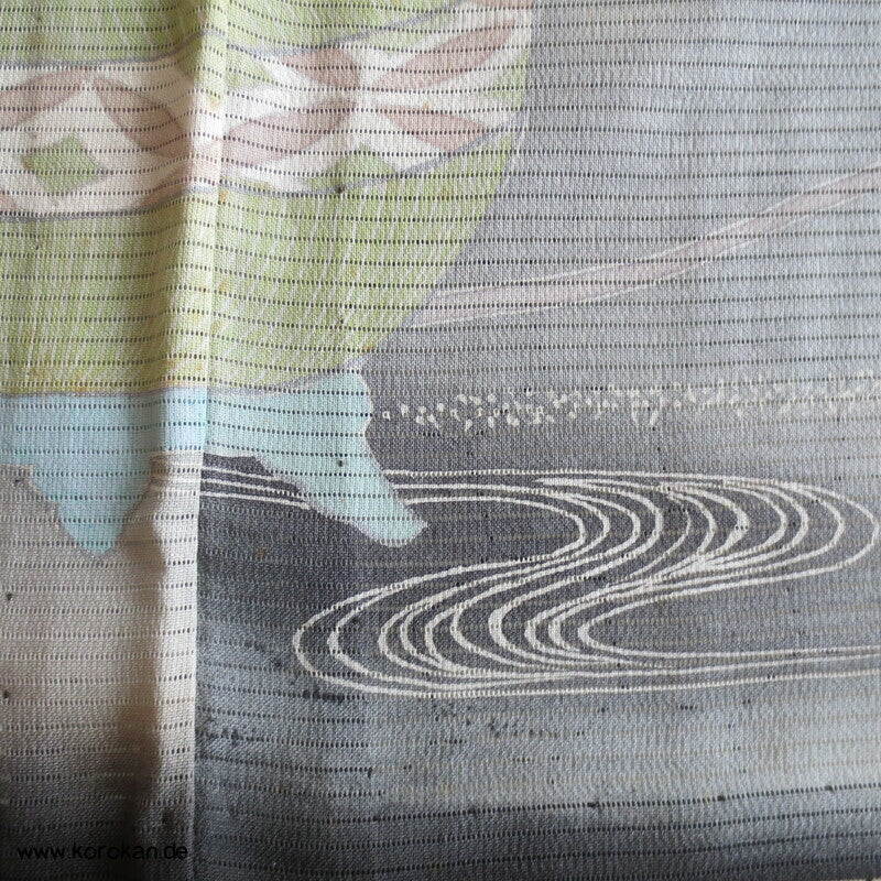 Kaioke Boxen, antiker Hitoe Tomesode Kimono, bestickt Seiden Rho Drehergewebe