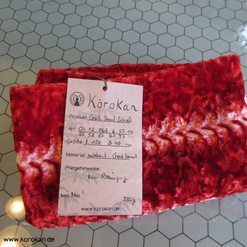 orangeroter Crash Shibori Samt Schal
