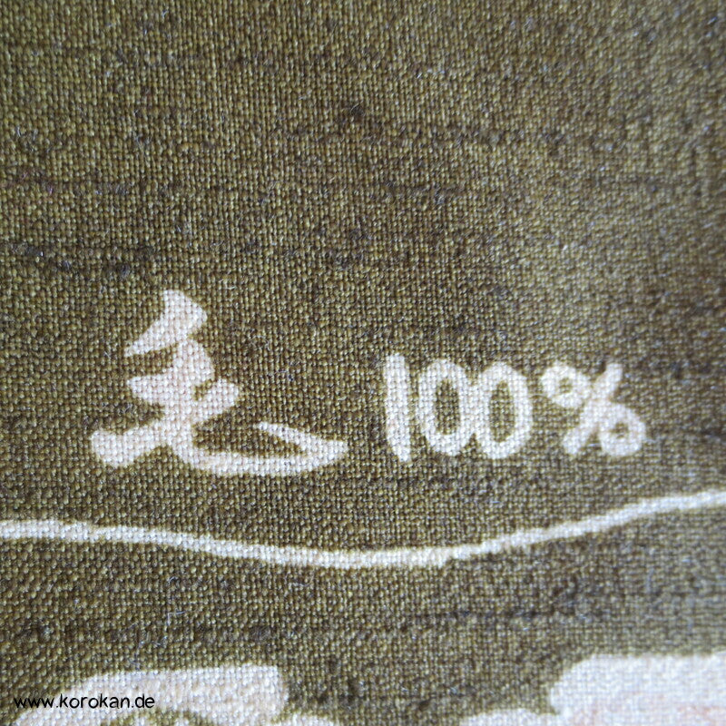 Kamelien auf oliv Kimono Wolle Stoffrolle