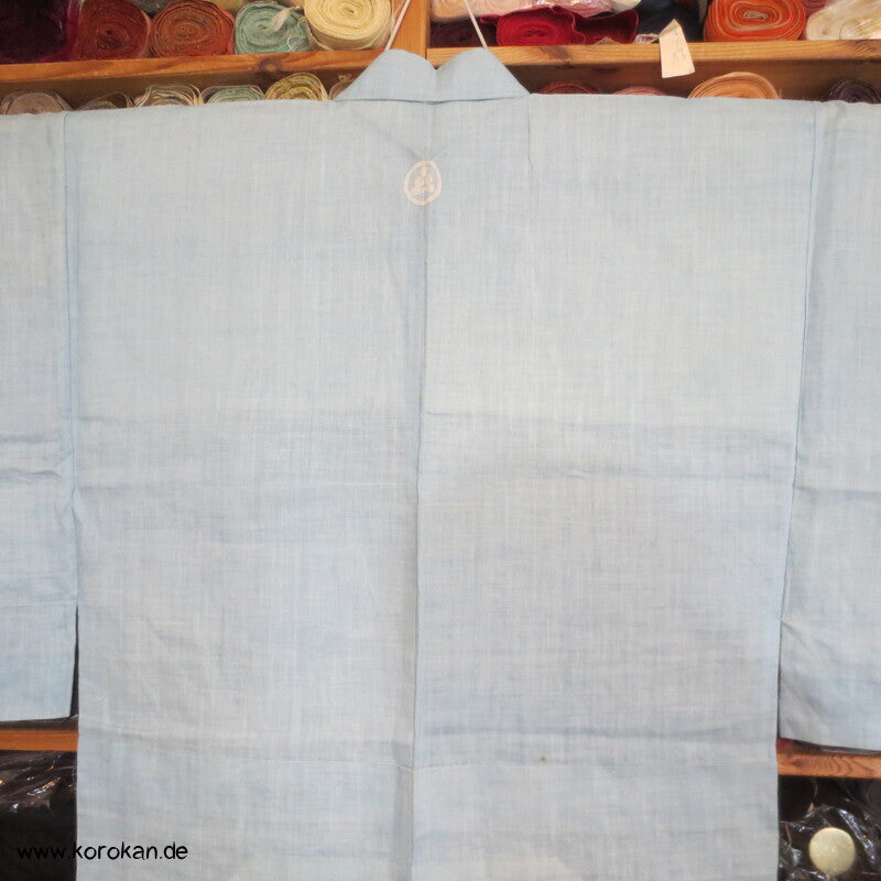 hellblauer 3 Mon Hanf Hitoe ungefütterter Kimono