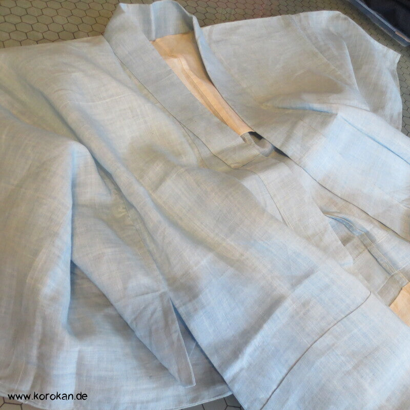 hellblauer 3 Mon Hanf Hitoe ungefütterter Kimono