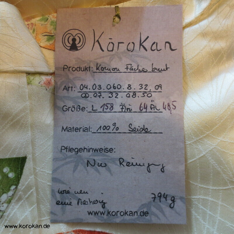 Fächerdruck, Goldakzente Komon Seiden Kimono