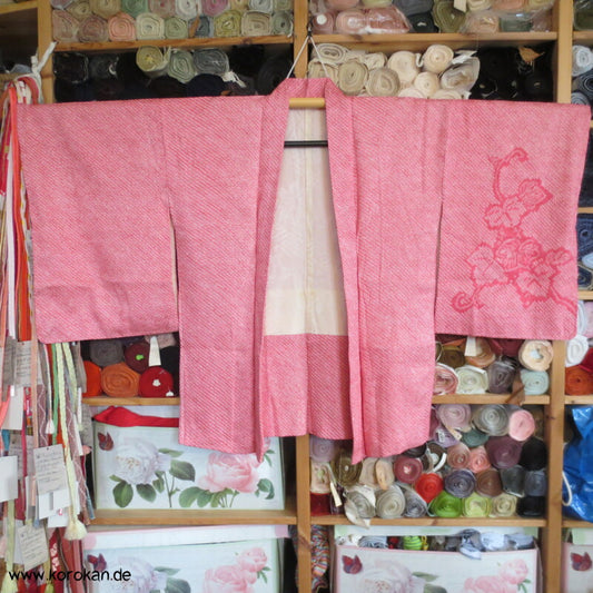 Full Shibori Weinblätterranken Seidendamast Haori Kimonojacke
