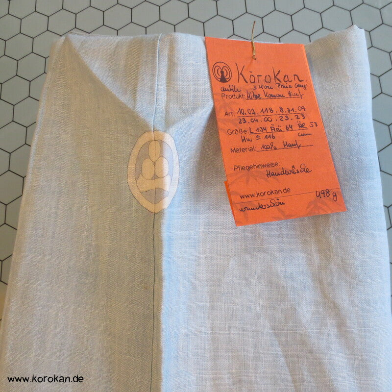 hellblauer 3 Mon Hanf Hitoe ungefütterter Kimono