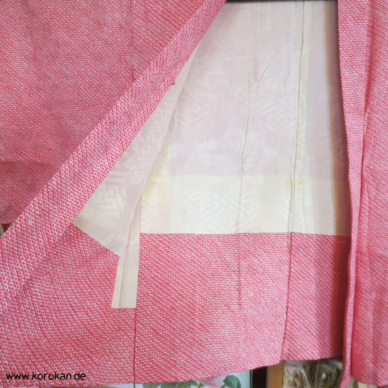 Full Shibori Weinblätterranken Seidendamast Haori Kimonojacke