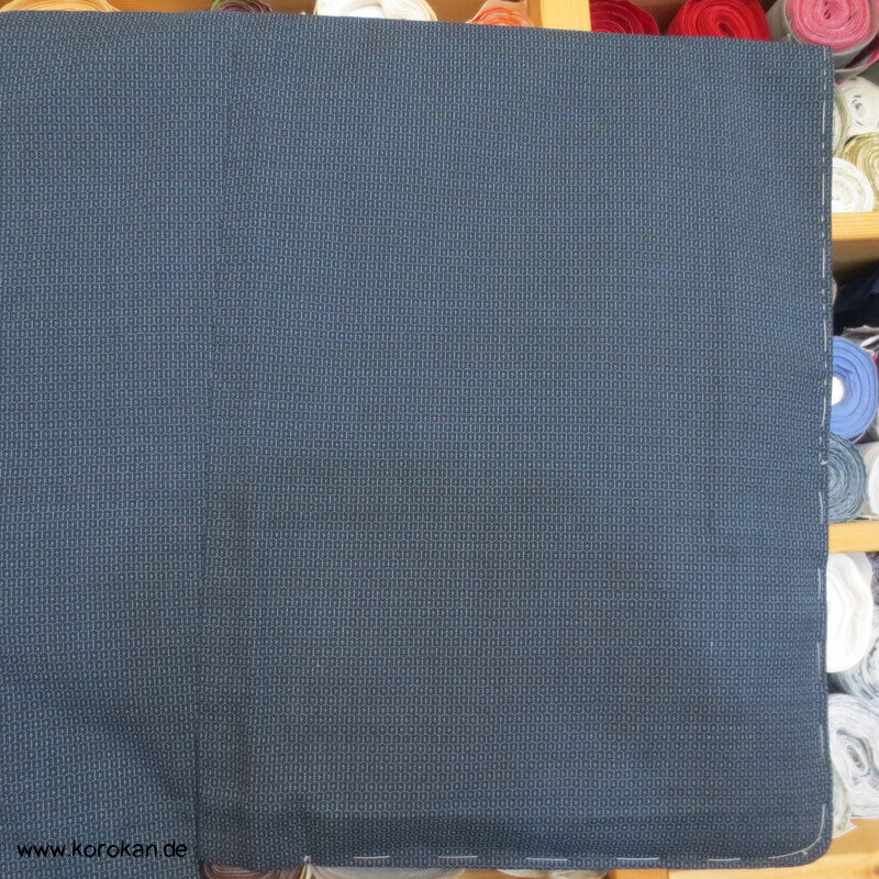 großes Kimono und Haori Set blau schwarzer Kikko Wolle / Seide, wie neu